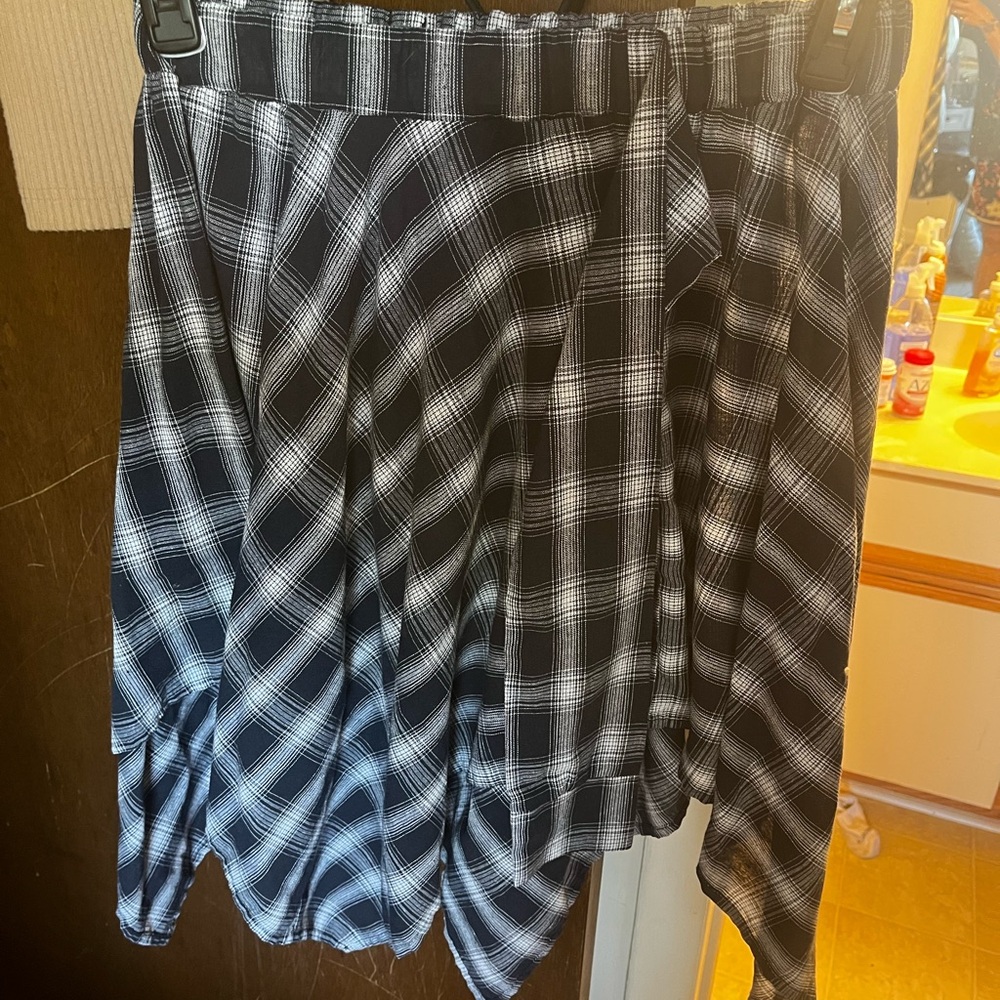 SHEIN Black and Gray Asymmetrical Wrap Midi Skirt